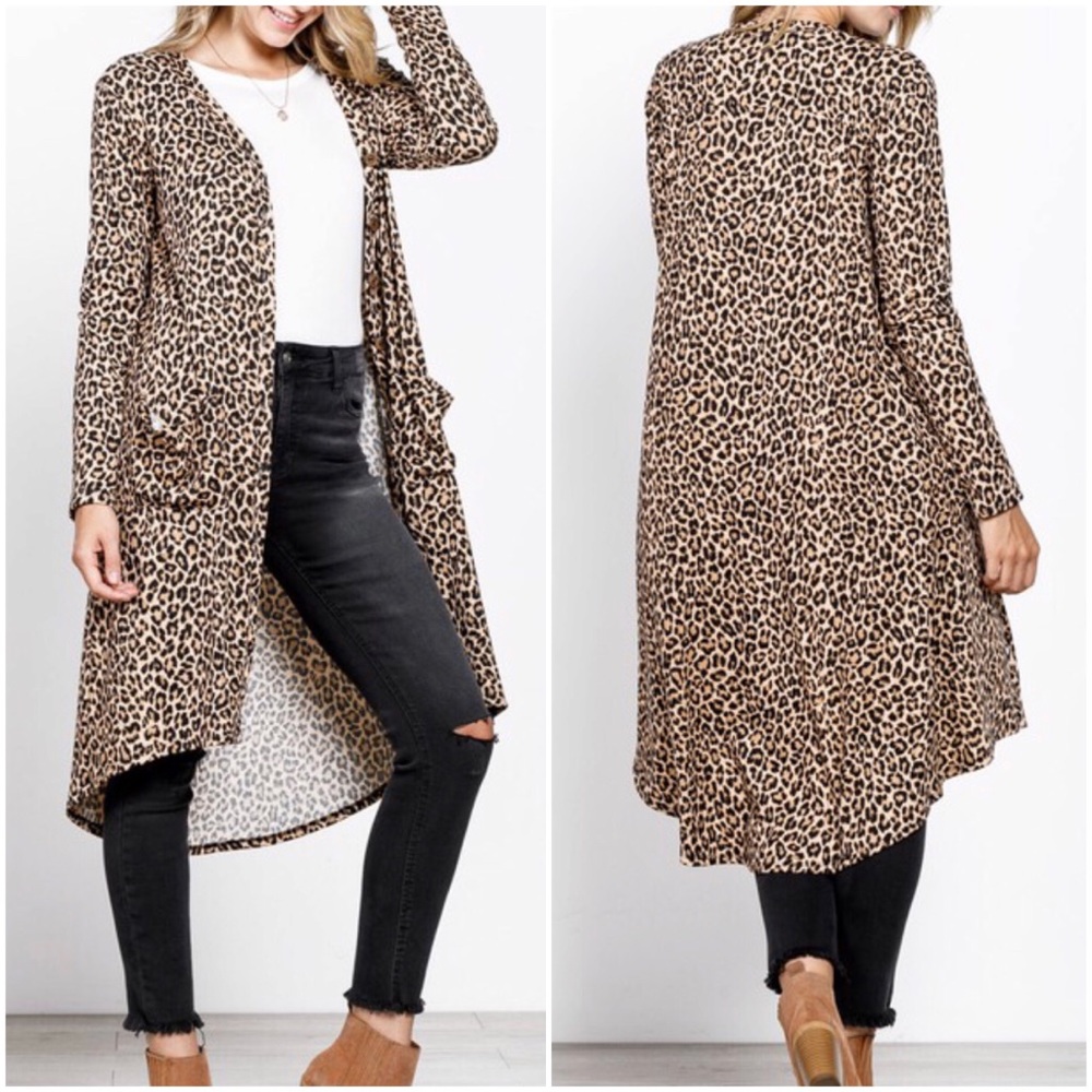 NWOT Mittoshop Leopard Ribbed Cardigan - Picture 2 of 6